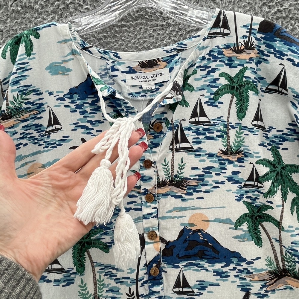 Emerson Fry Dress Womens OS White Tropical India Collection Cotton Mini Coverup - Picture 4 of 14